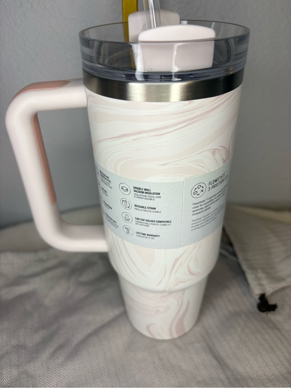 STANLEY 30 oz. Quencher H2.0 FlowState Tumbler, Rose Quartz Swirl - Picture 6 of 9